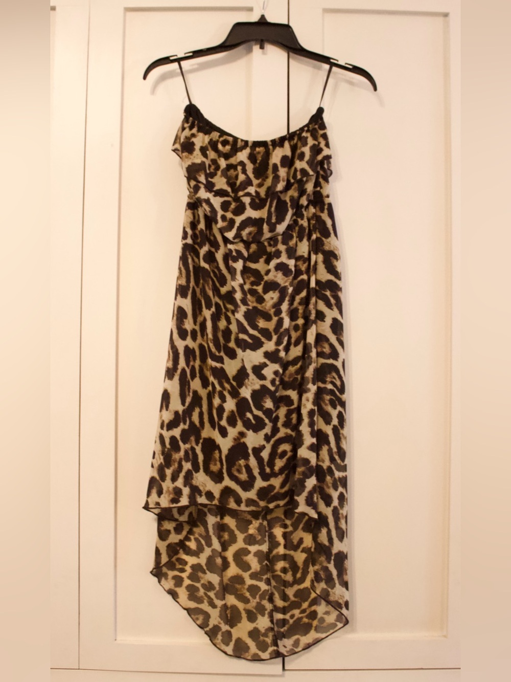 Mossaty Strapless Leopard Print Flowy Dress | Size S/P